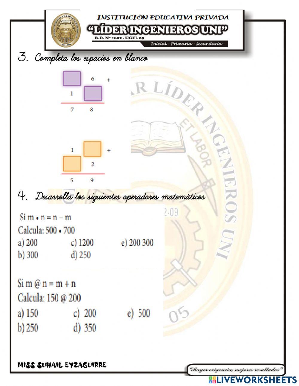 Examen de razonamiento matematico