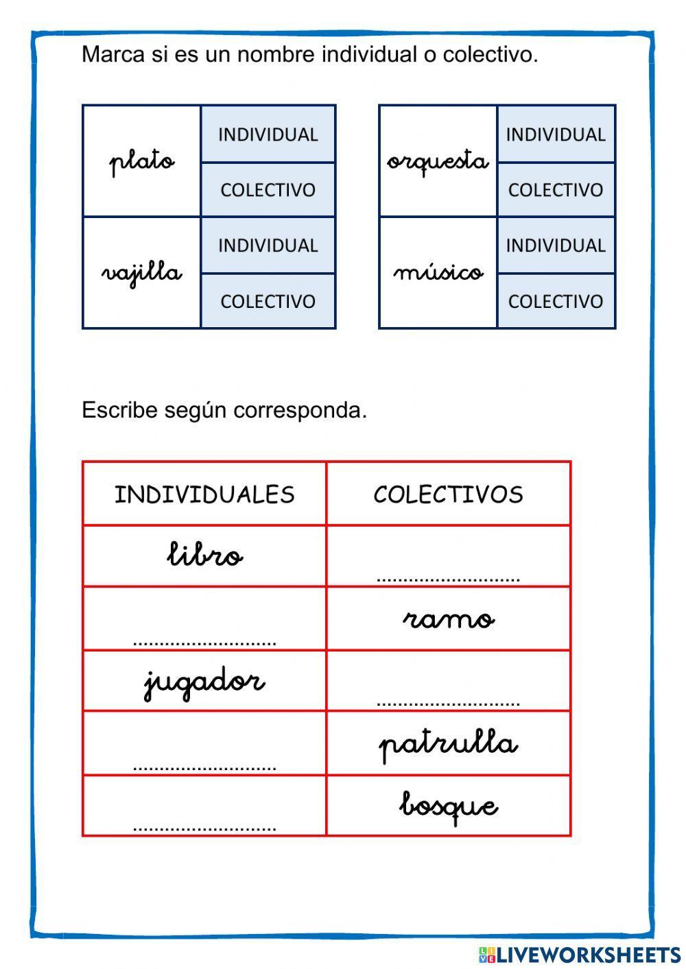 LENGUA 2º Nombres individuales y colectivos.