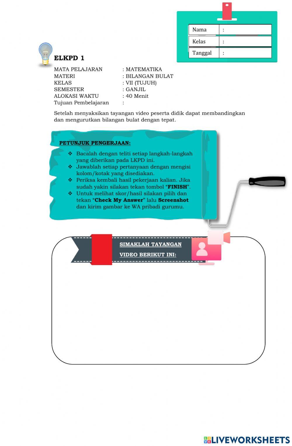 ELKPD 1 Bilangan Bulat