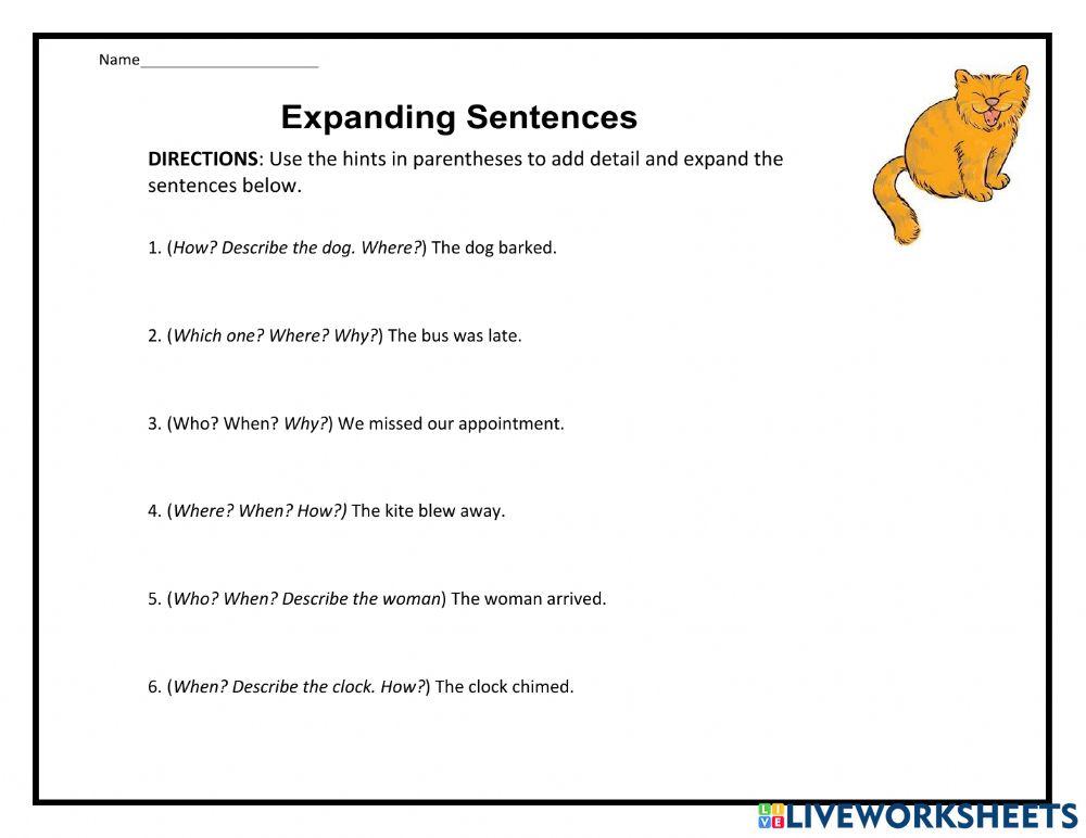 Expanding sentences worksheet online exercise for | Live Worksheets