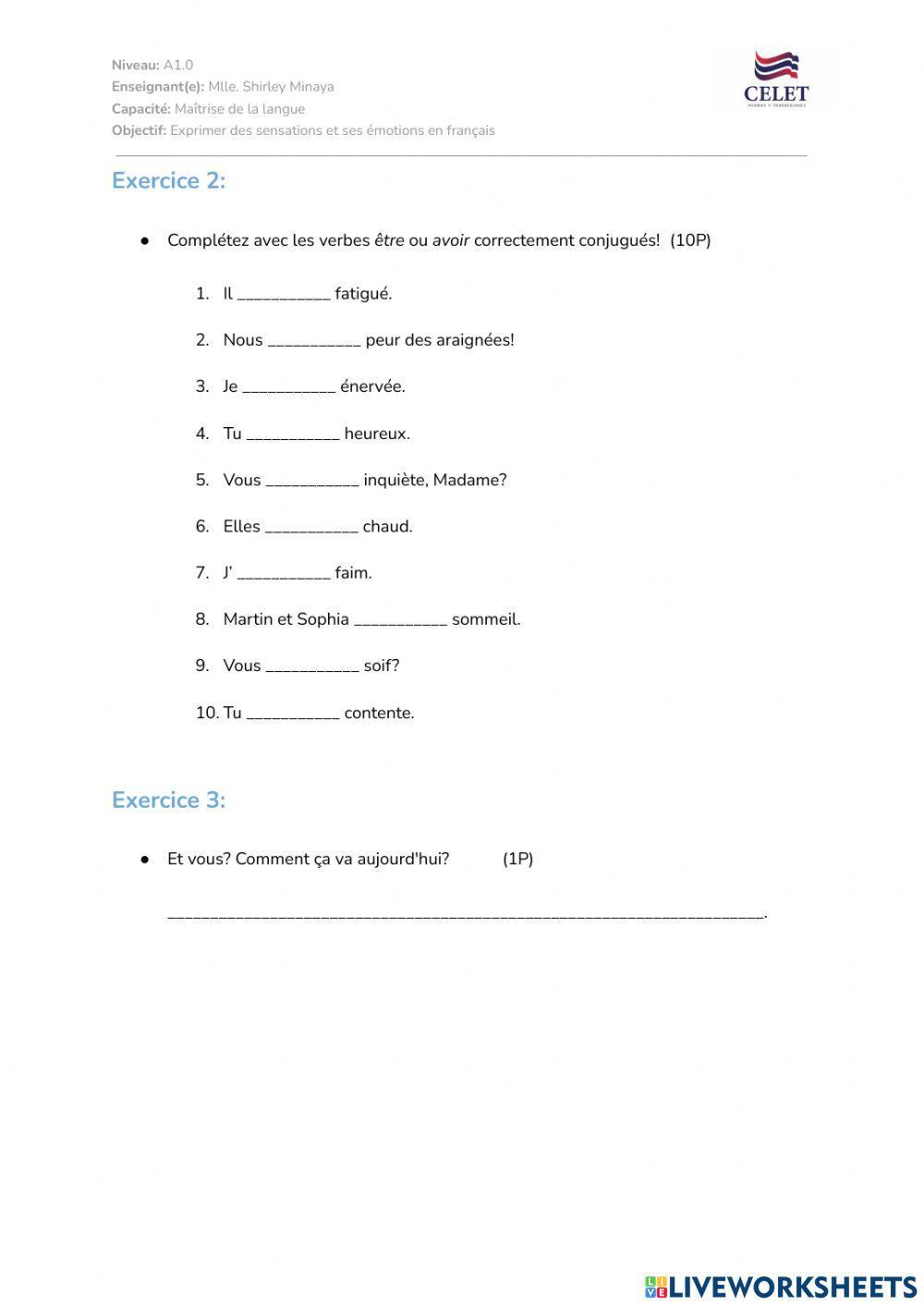 Parler des sensations et ses émotions 