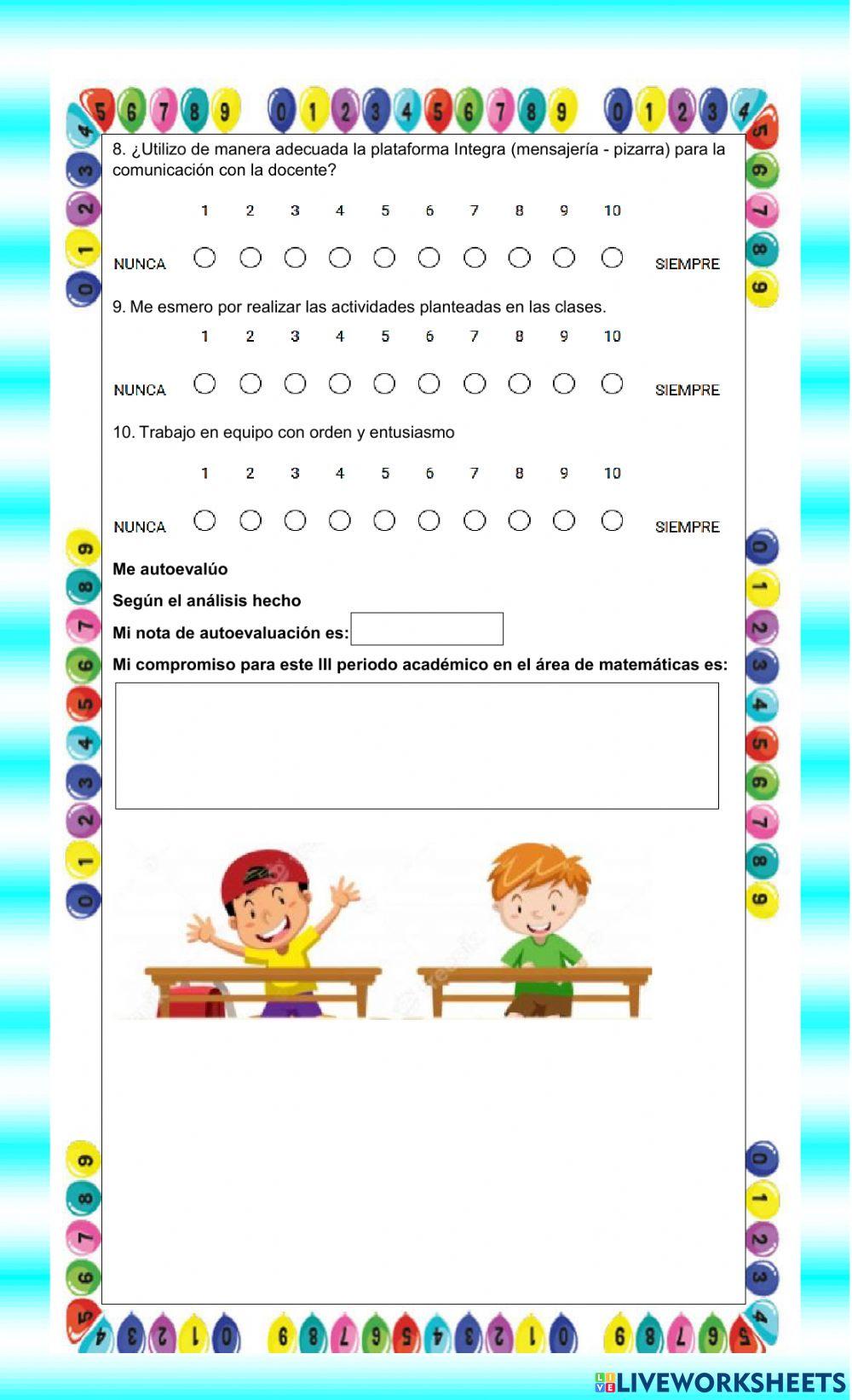 Taller de autoevaluaciòn de àrea