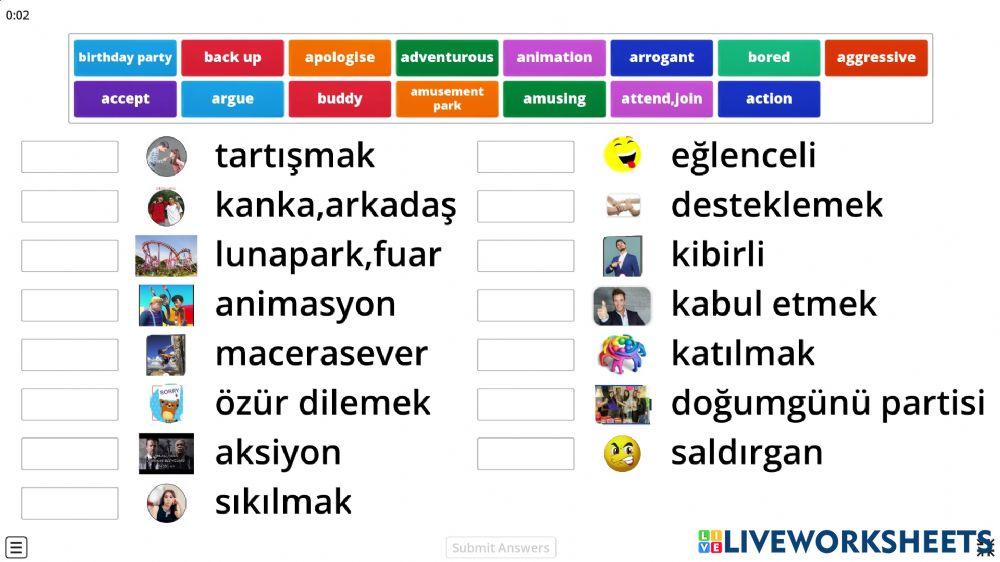 8.sinif 1.üni̇te friendship sürükle birak set-1