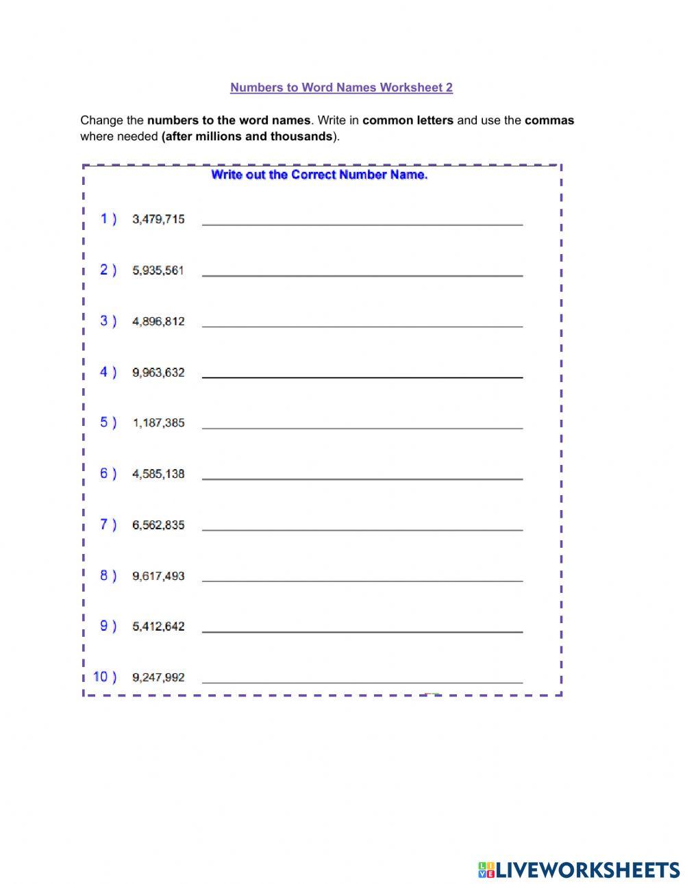 Numbers and Word Names 2