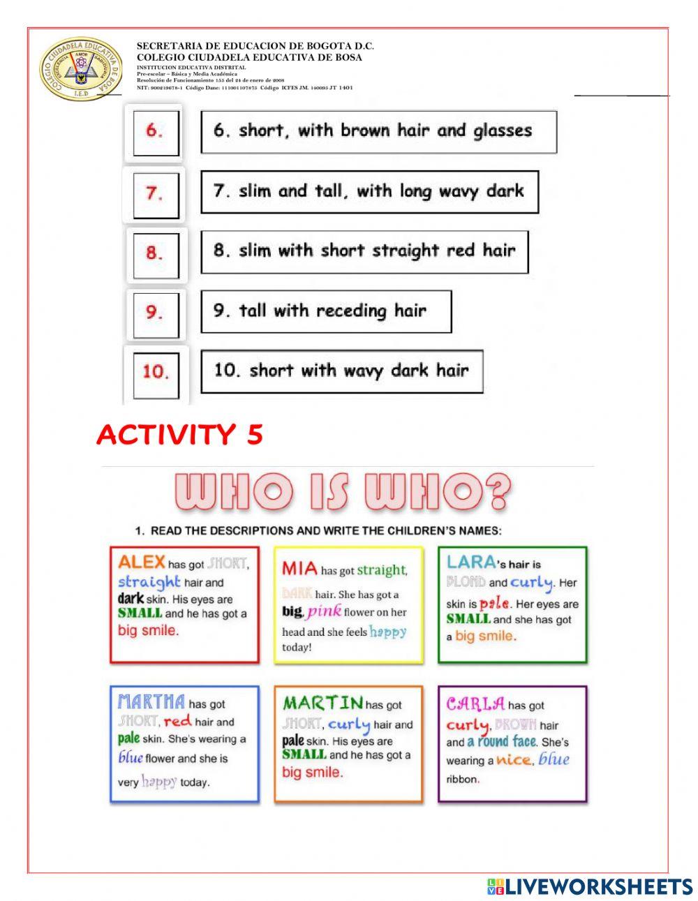 Peoples description and possessives adjectives