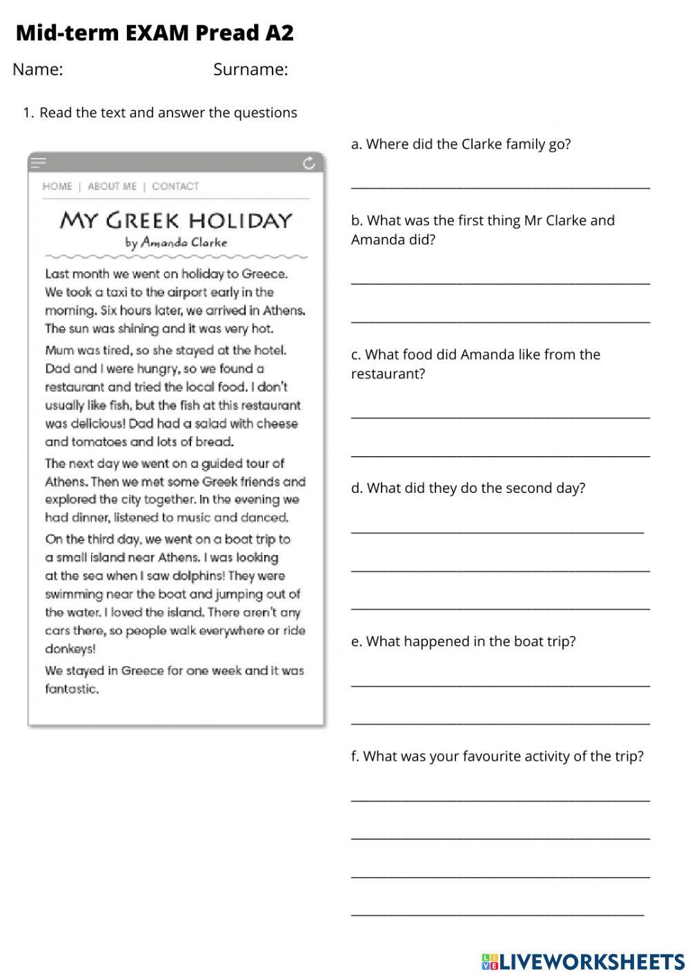 Mid-term EXAM PREAD A2