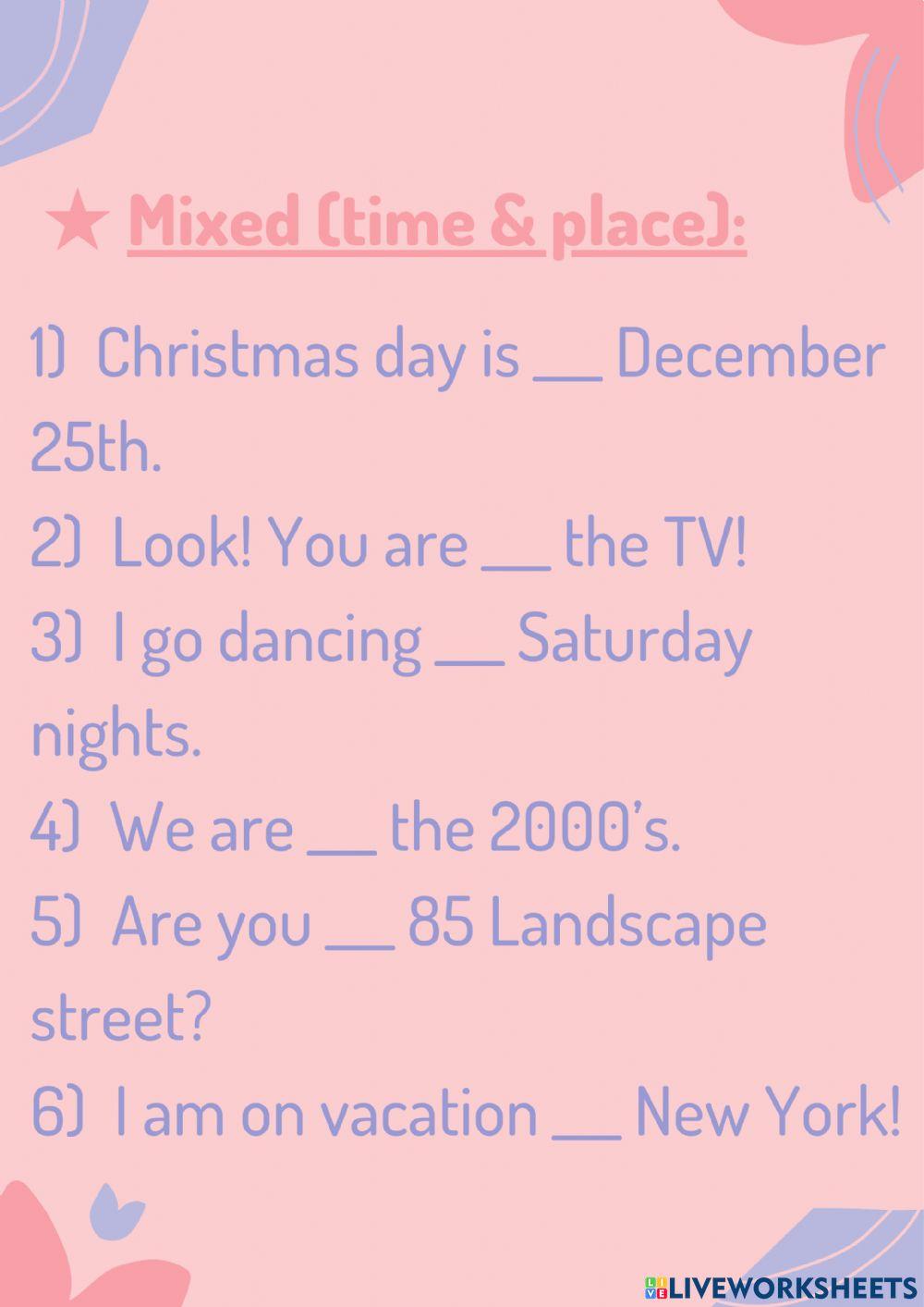 Prepositions of time and place