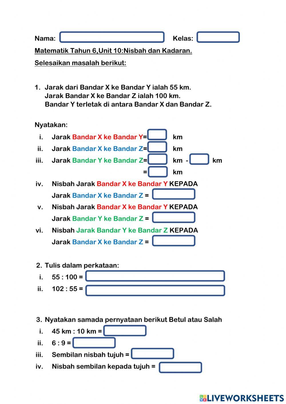 Nisbah dan Kadaran Penyelesaian Masalah Nisbah dan Kadaran Penyelesaian Masalah