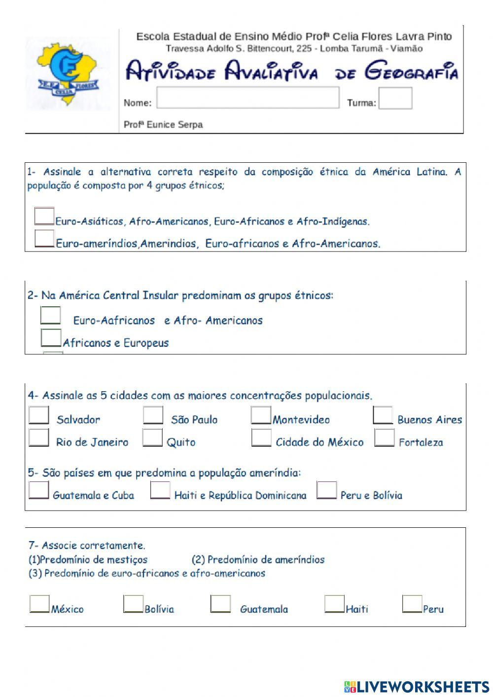 ADAP - Atividade Avaliativa População da América Latina