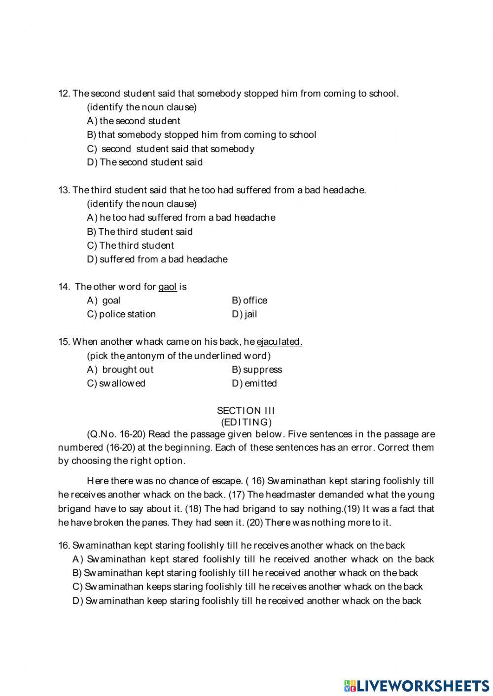 9th class Swami Is Expelled From School-worksheet-3