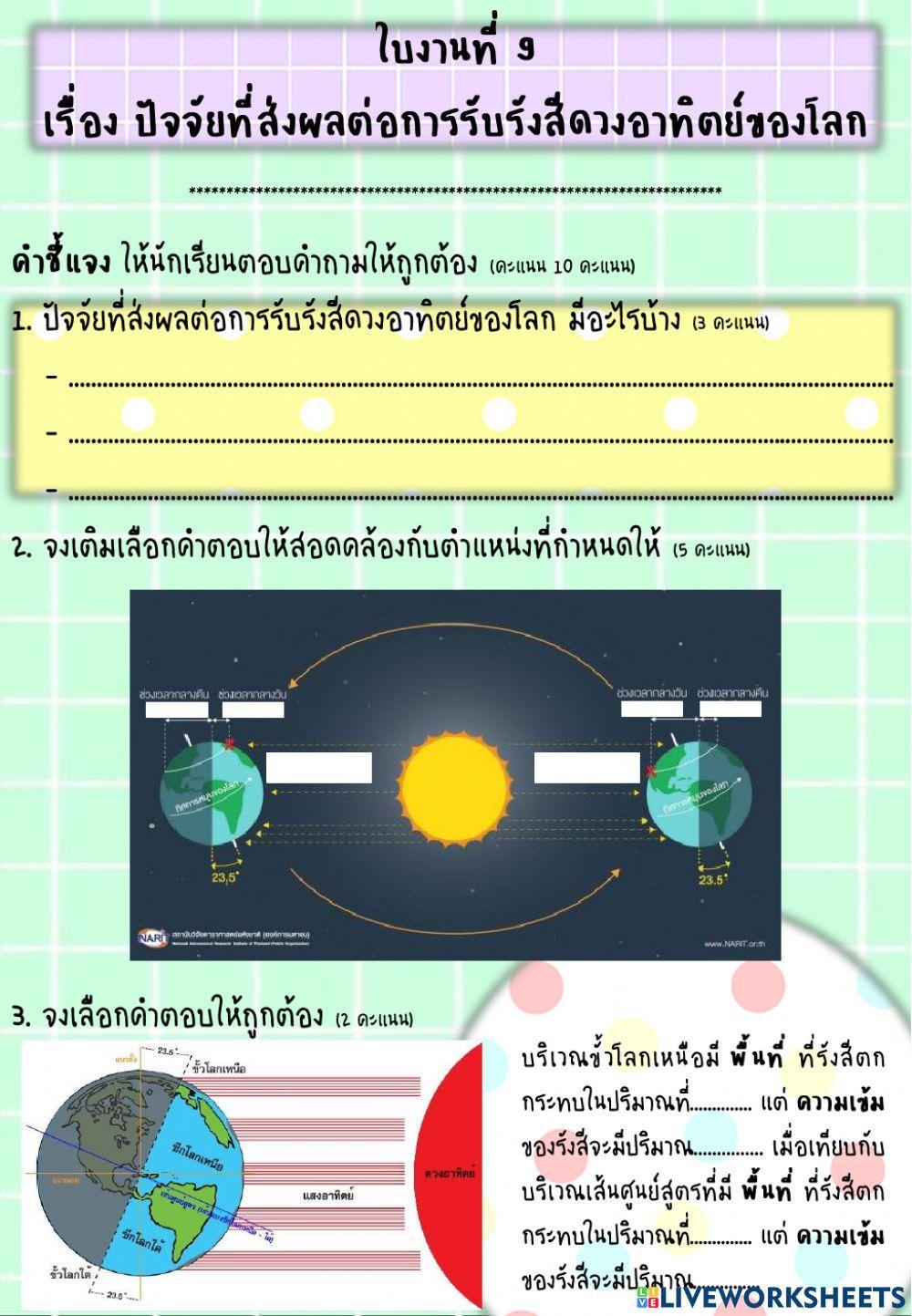 ปัจจัยการรับรังสีดวงอาทิตย์