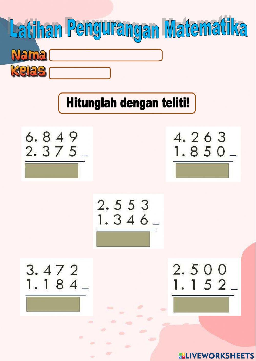 3.1 Pengurangan dengan Teknik Meminjam