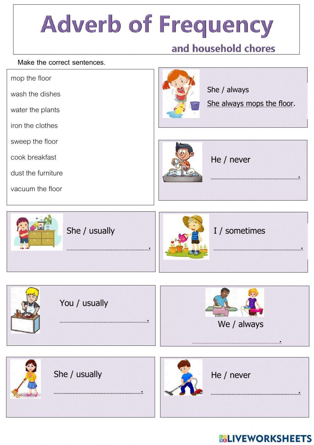 Adverb of Frequency and household chores