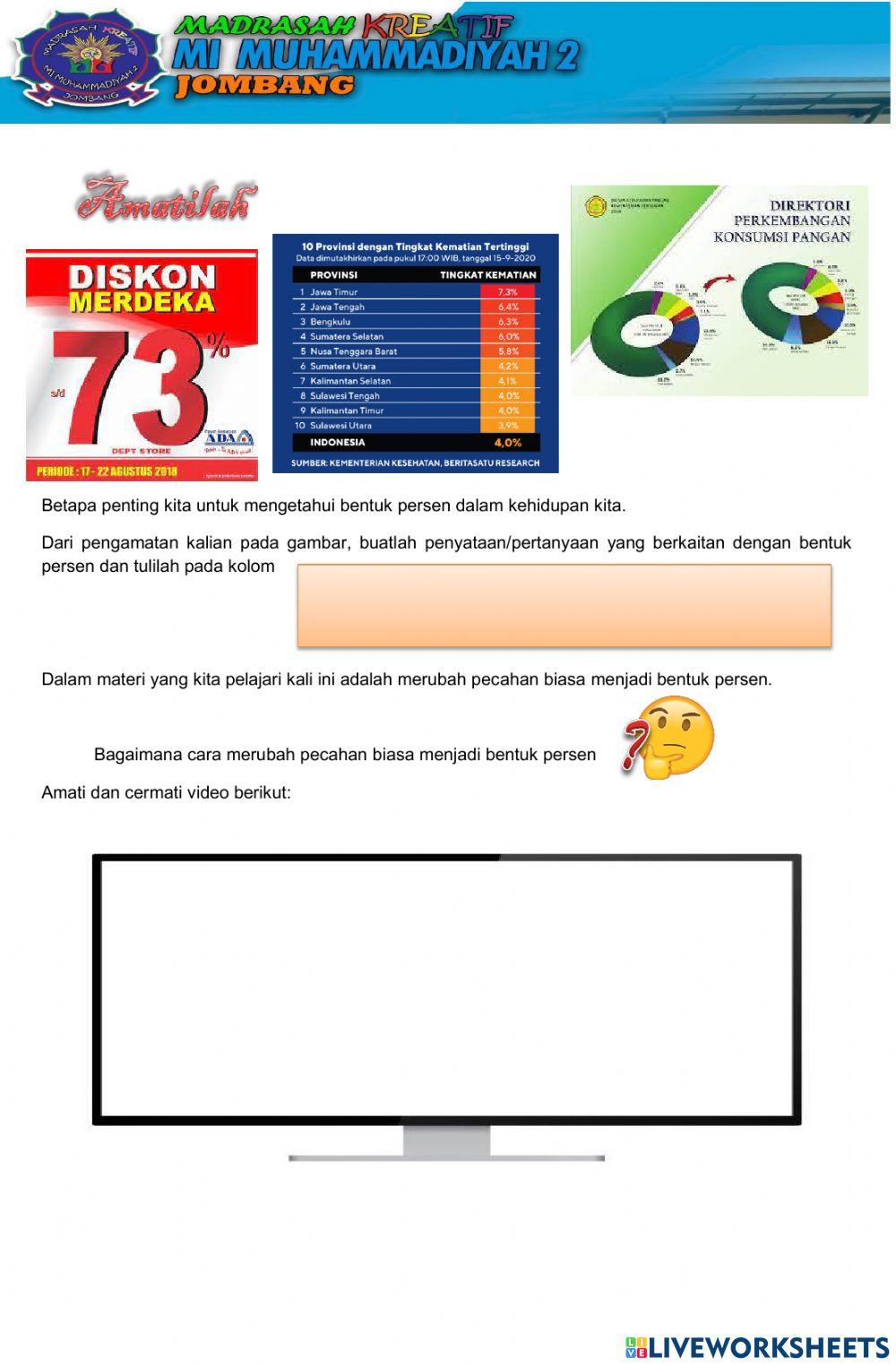 Lkpd materi mengubah pecahan biasa menjadi bentuk persen