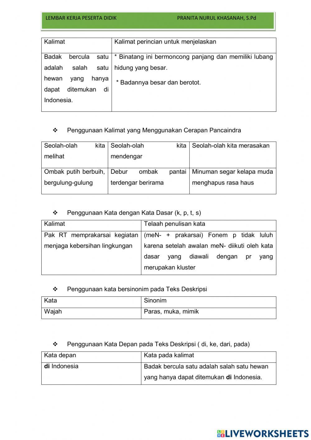 Lkpd 3.2 struktur teks deskripsi