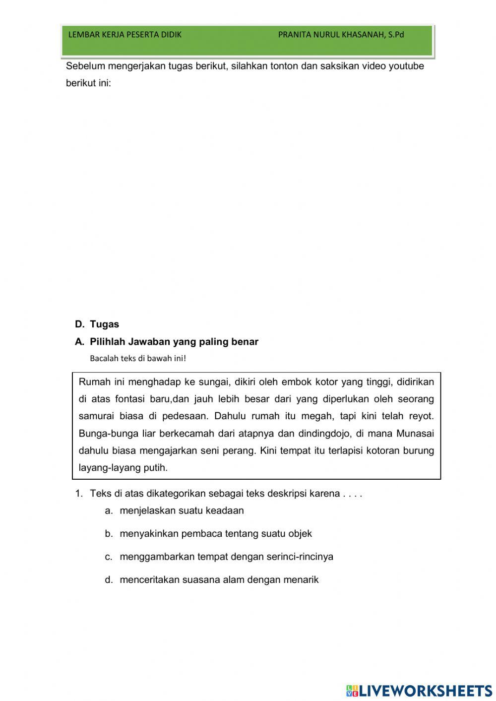 Lkpd 3.2 struktur teks deskripsi