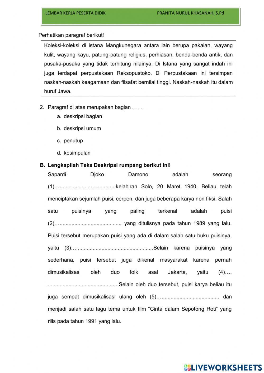 Lkpd 3.2 struktur teks deskripsi
