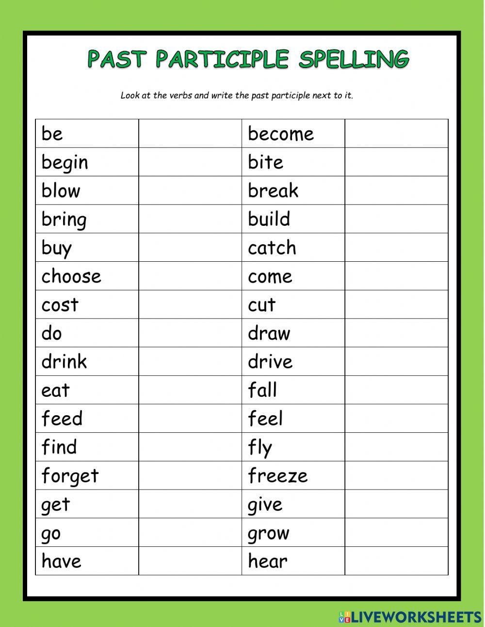 Past Participles Spelling 1