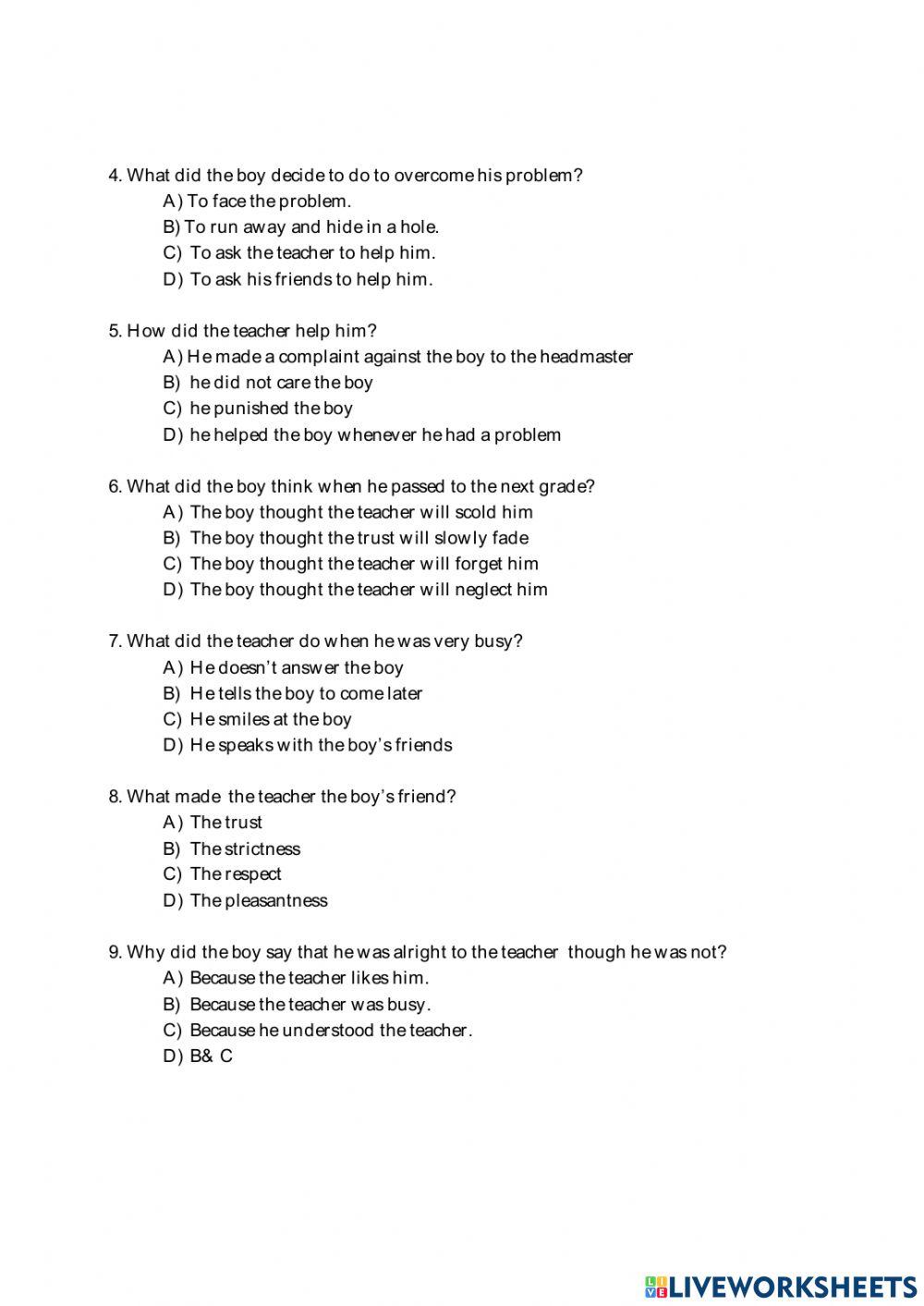 9th class-Unit 3-Not Just a Teacher,but a Friend -poem-worksheet 4