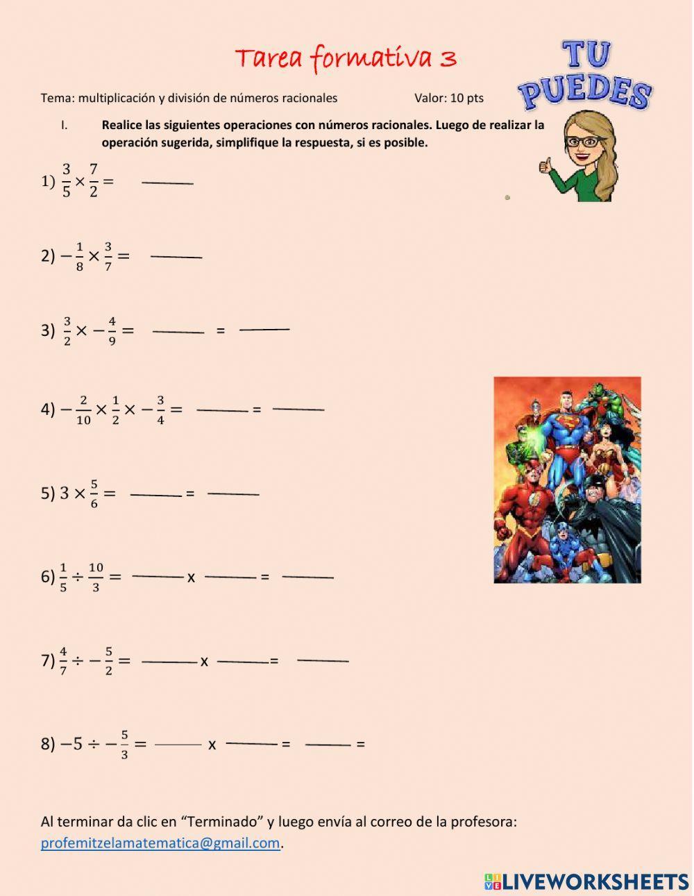 Multiplicación y división de números racionales