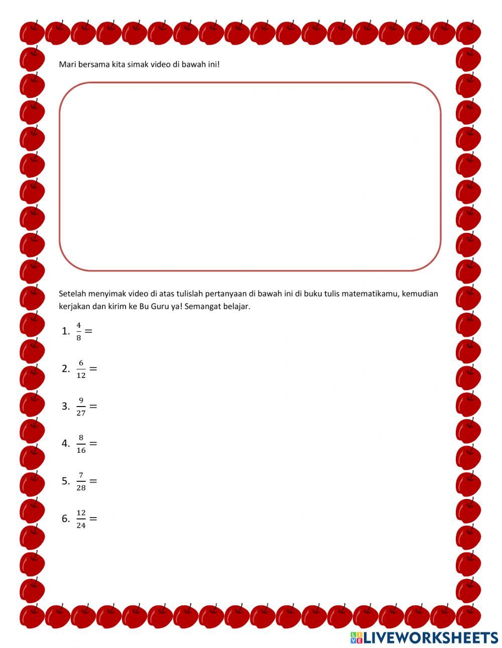Menyederhanakan pecahan