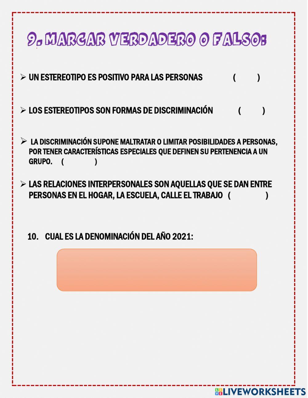 Evaluación desarrollo personal