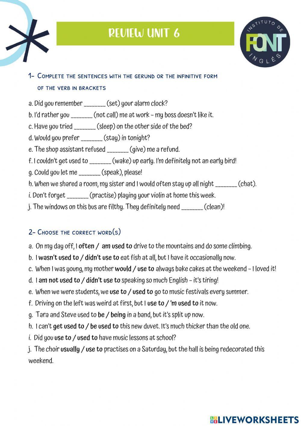 English File Upper Int (4th Ed) - Review Unit 6