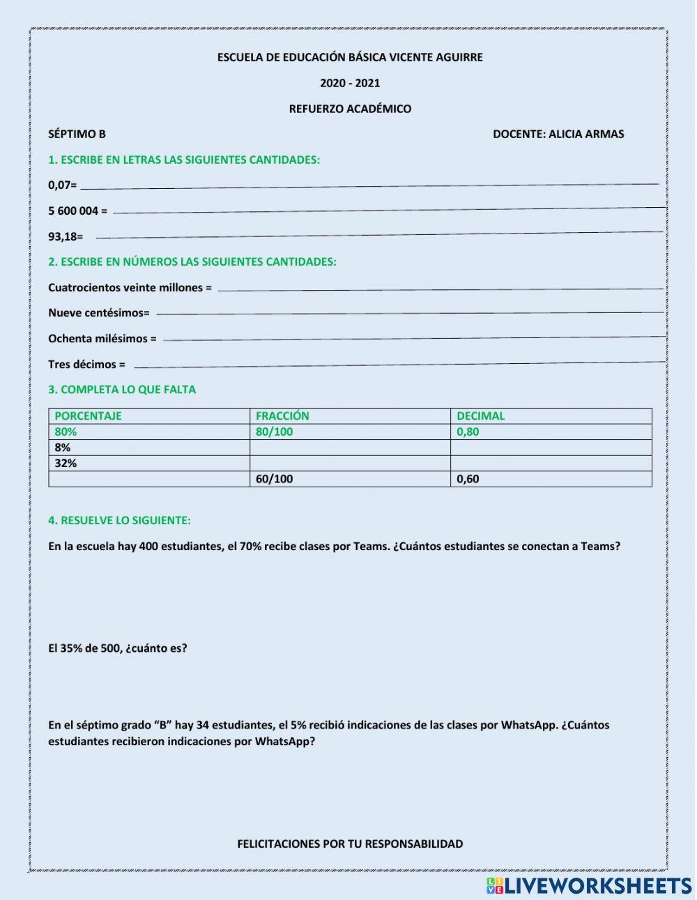 Actividad de refuerzo