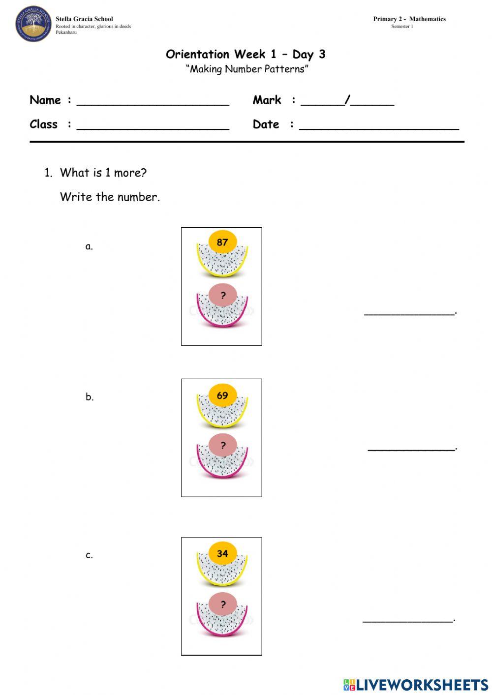 “Making Number Patterns worksheet Live Worksheets