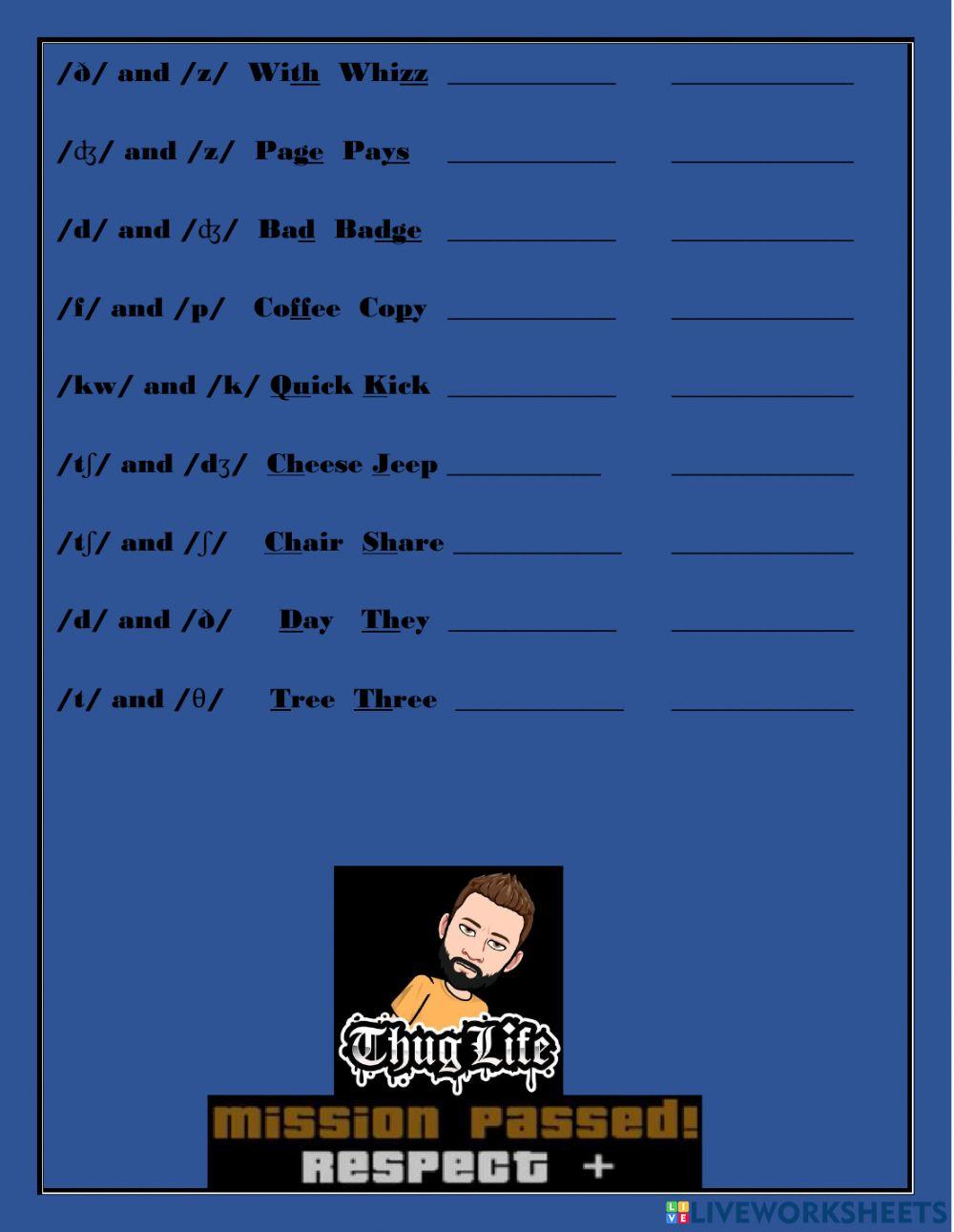 Minimal Pairs Consonants