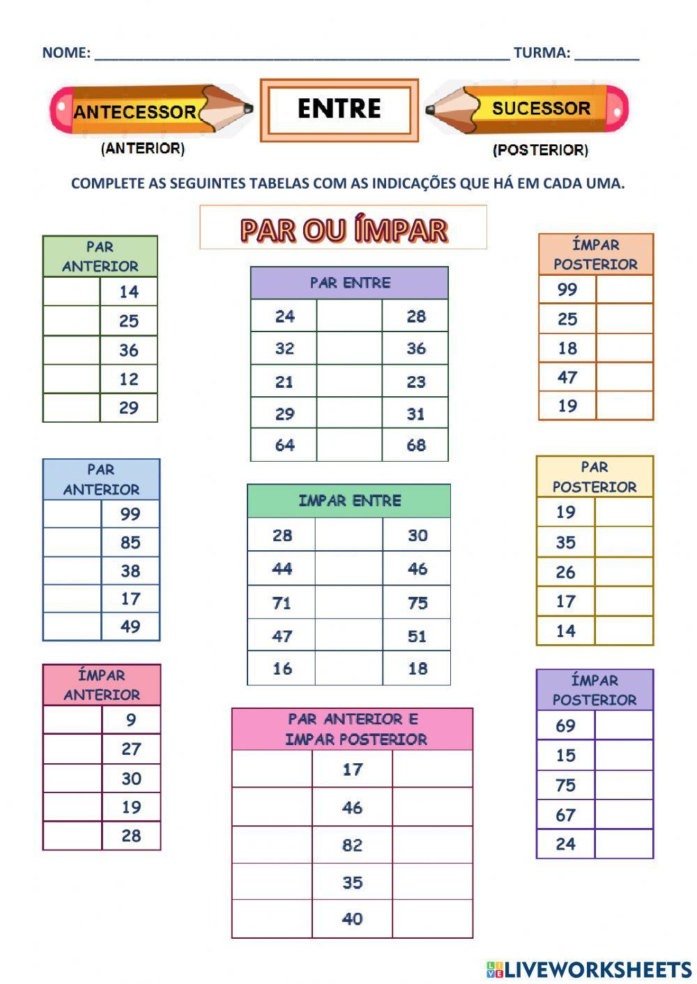 Numeros - pares e ímpares