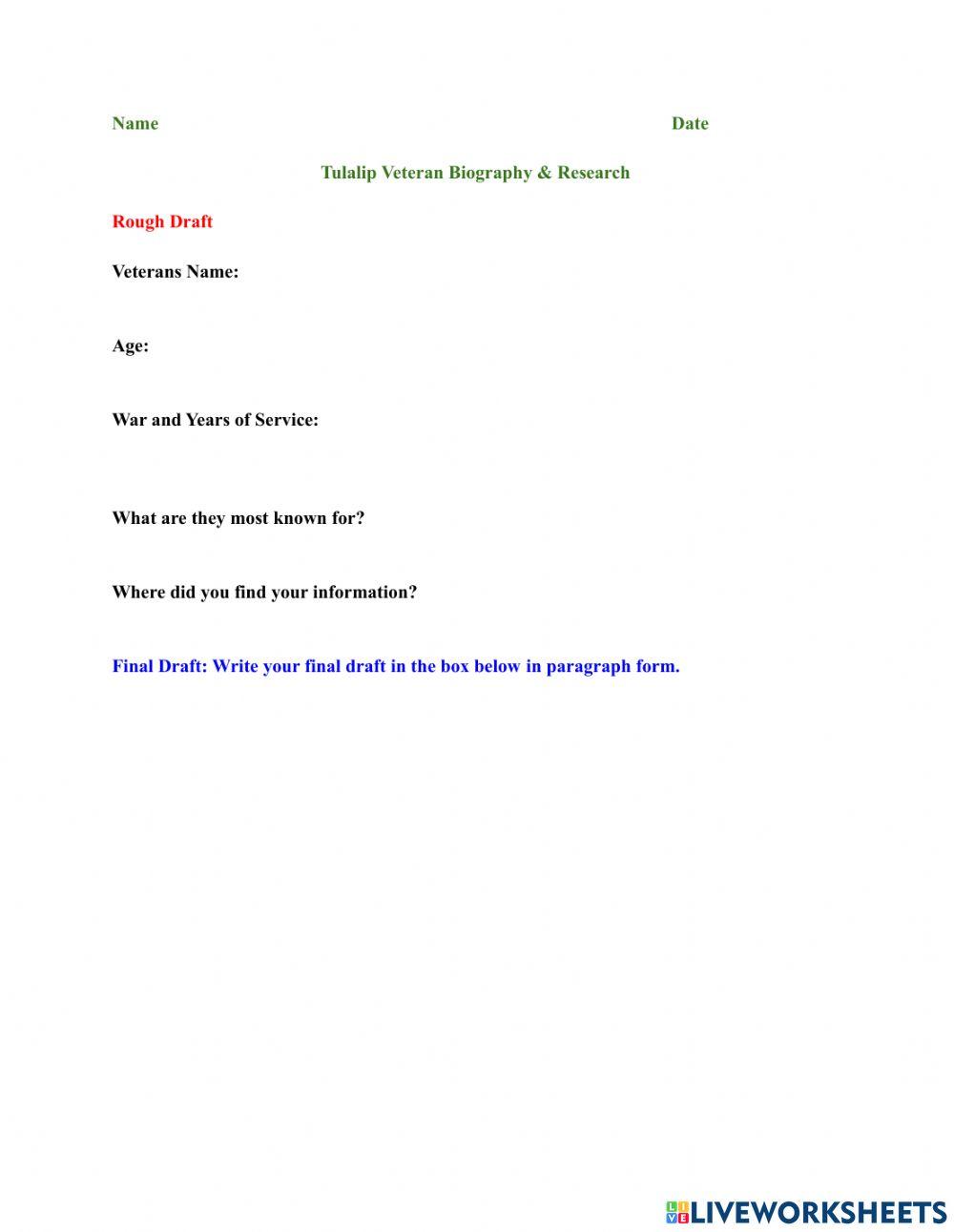 Tulalip Veteran Biography and Research Tulalip Veteran Biography and Research