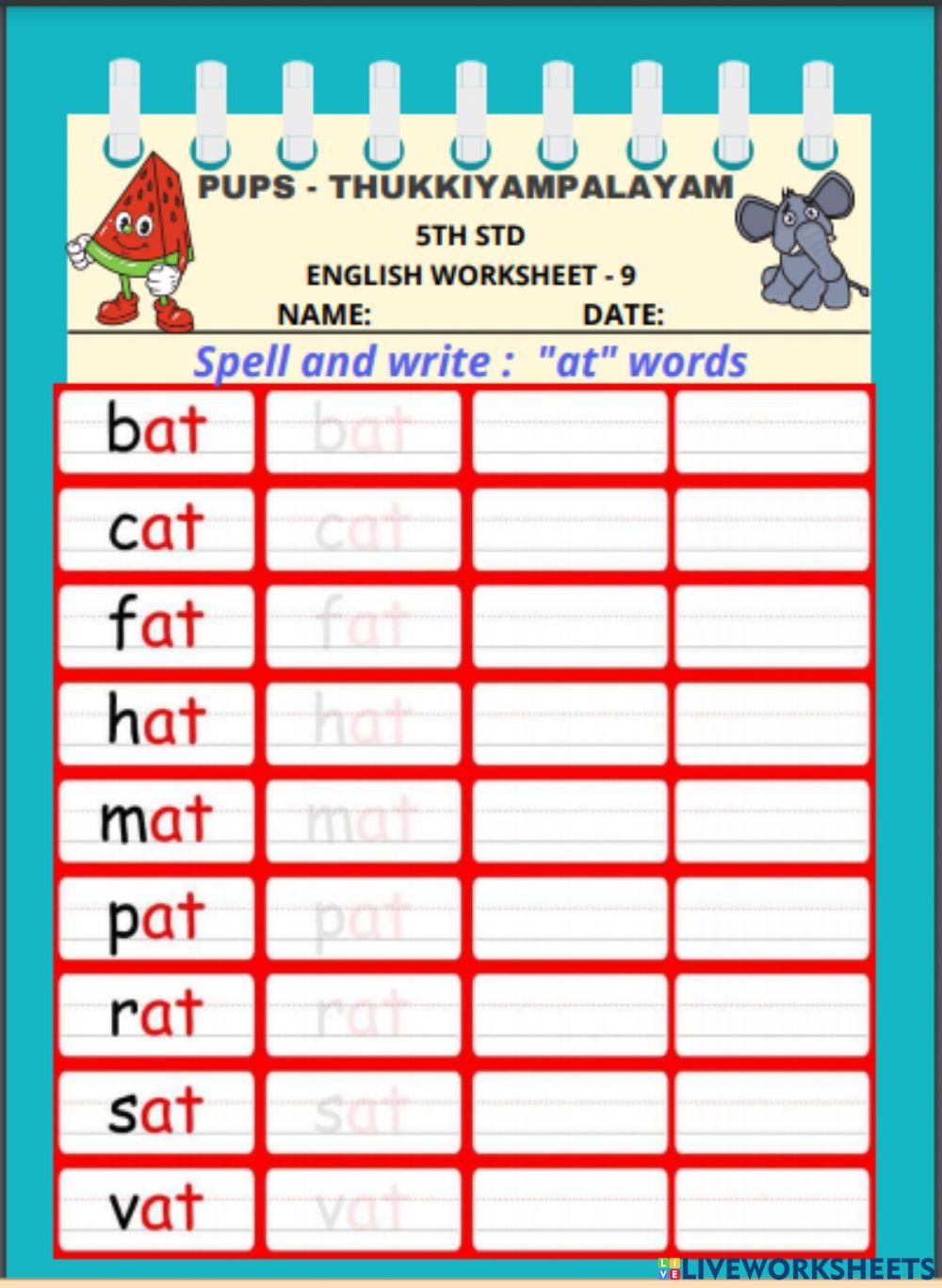 English 3 letter words - at words