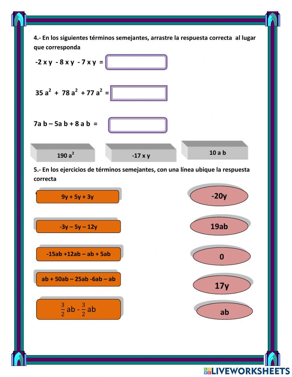 Reducción de términos semejantes