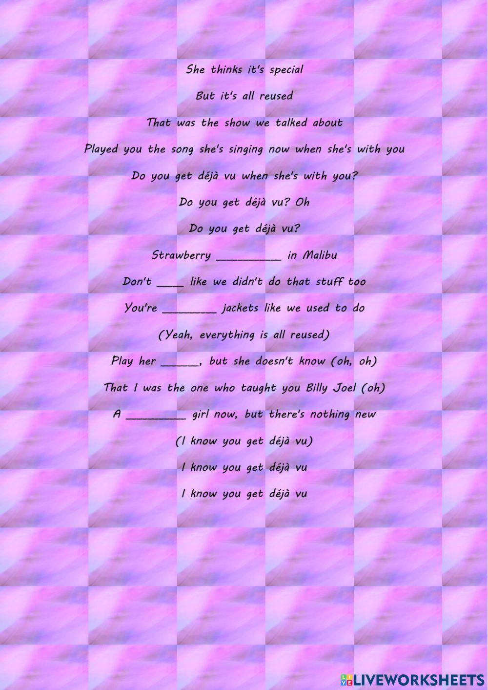 Deja vu by Olivia Rodrigo (complete the lyrics)