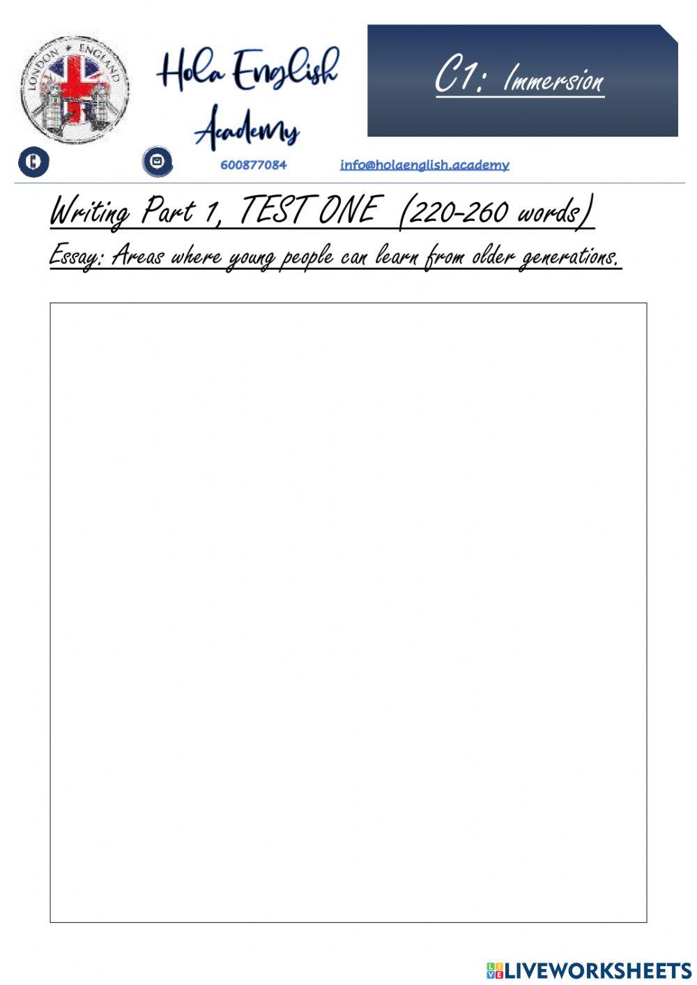 C1 Writing Part 1 Essay