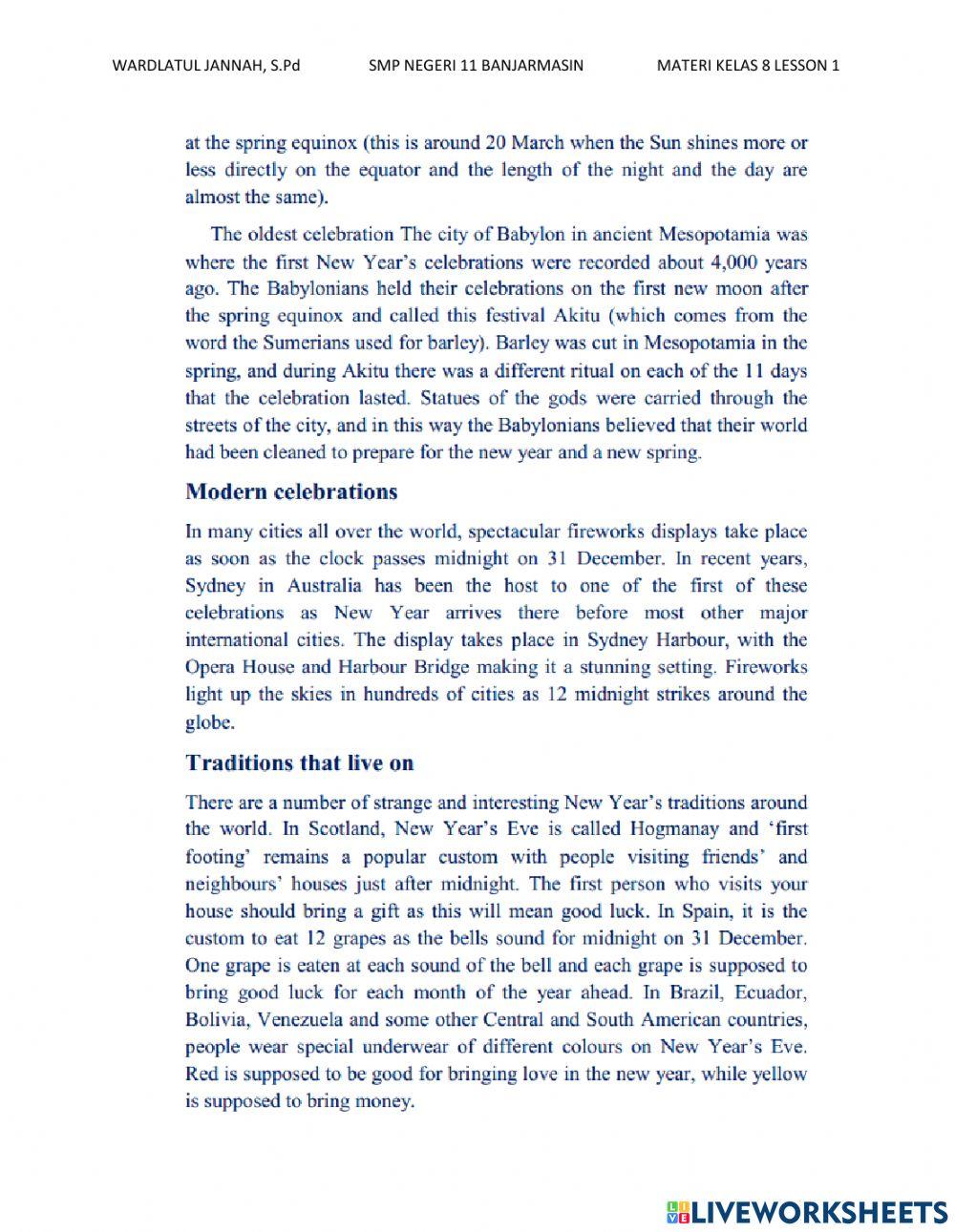 LESSON 1 HAPPY BIRTHDAY TO YOU