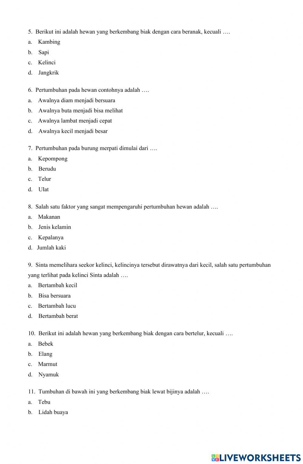 Pertumbuhan dan Perkembangan Mahluk Hidup