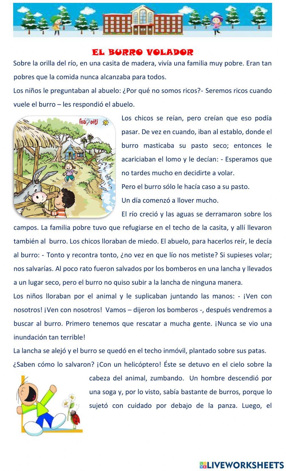 Lectura comprensiva: El burro volador