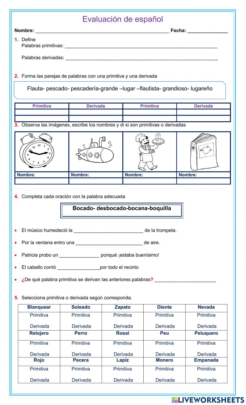 Palabras primitivas y derivadas