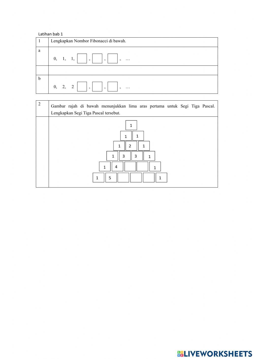 Nombor fibonacci dan segitiga pascal