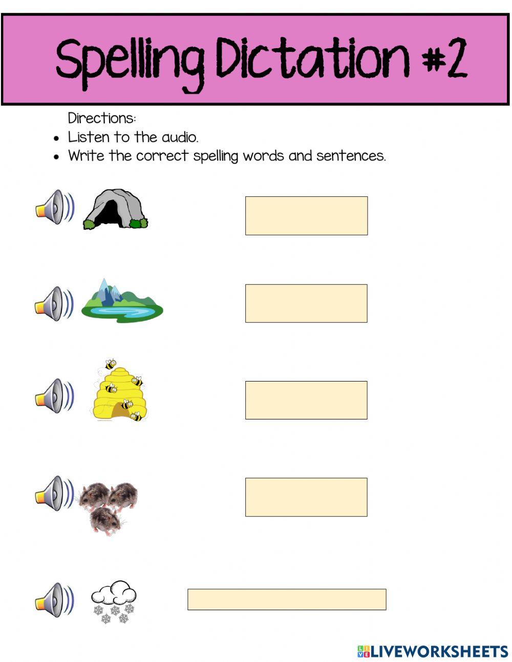 Long Vowel  a-e- i-e Dictation
