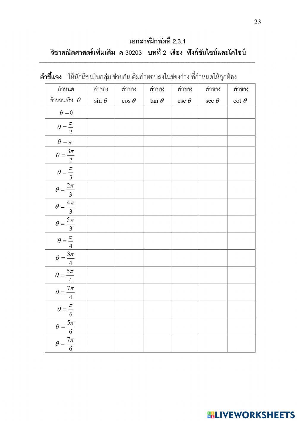 ฟังก์ชันตรีโกณ