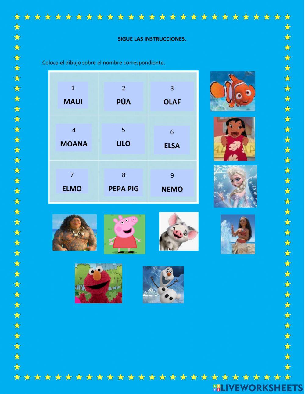 Seguimiento de instrucciones Personajes 2