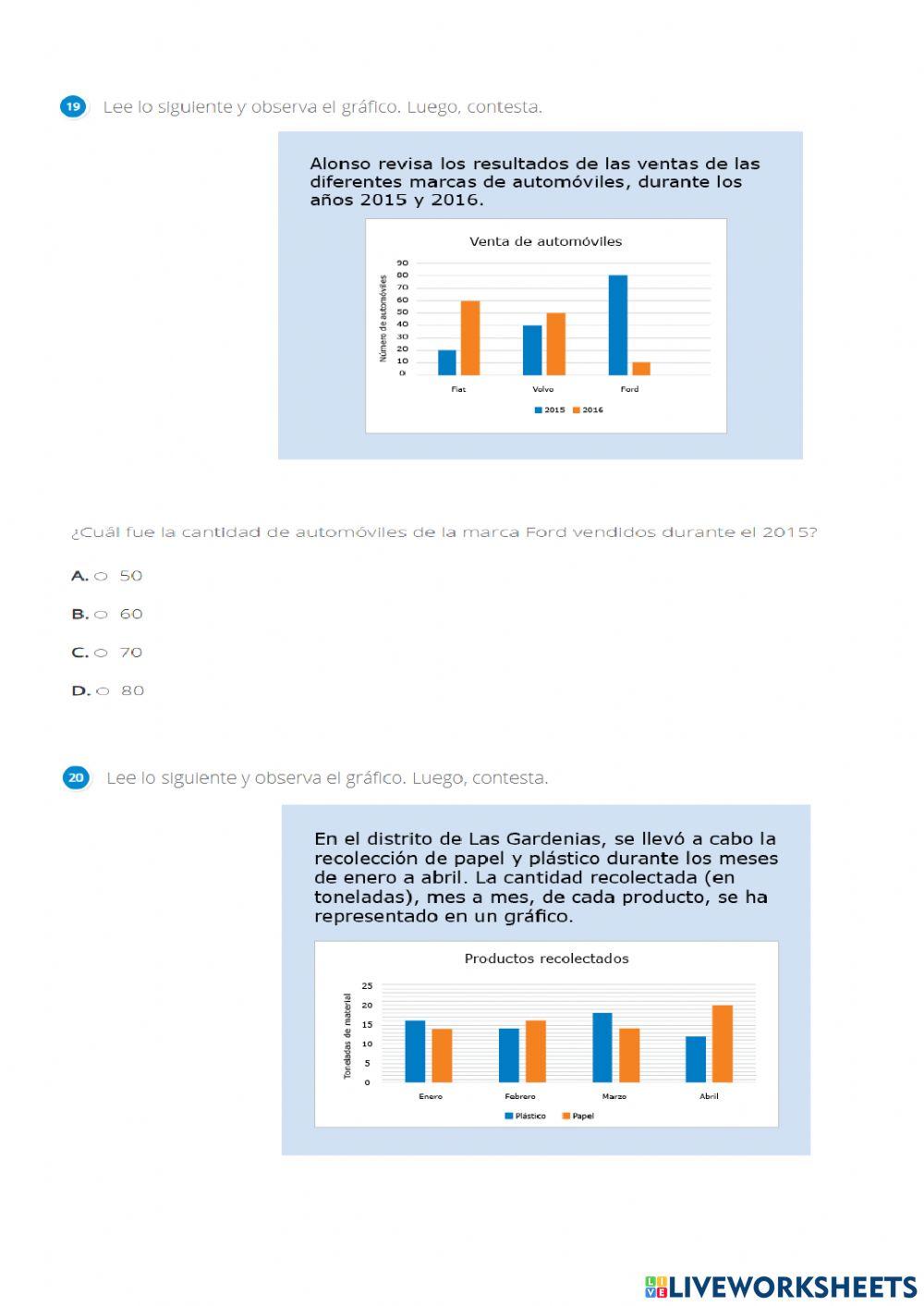 Evaluación estándar de  matemática
