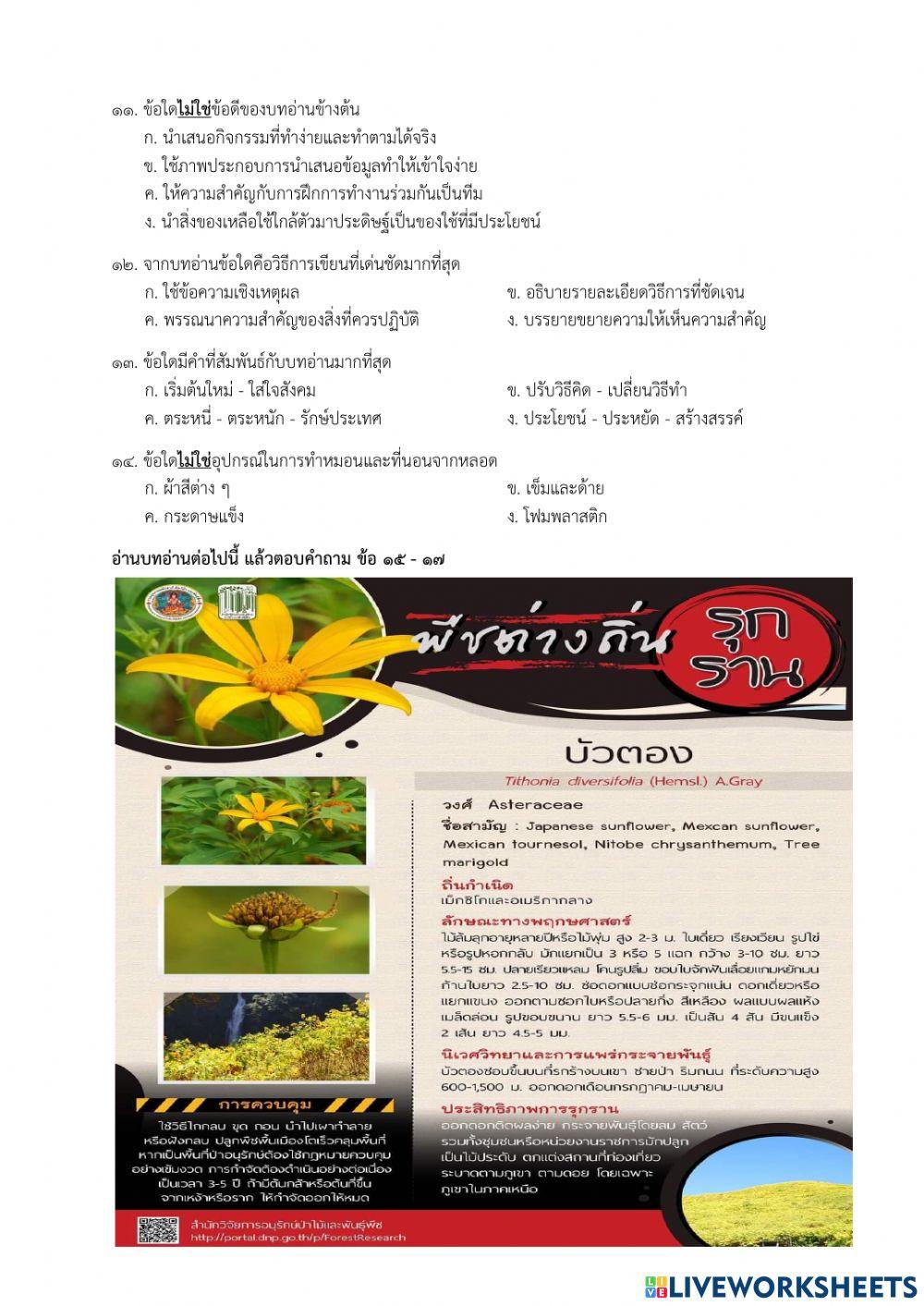ความสามารถในการอ่านม.3