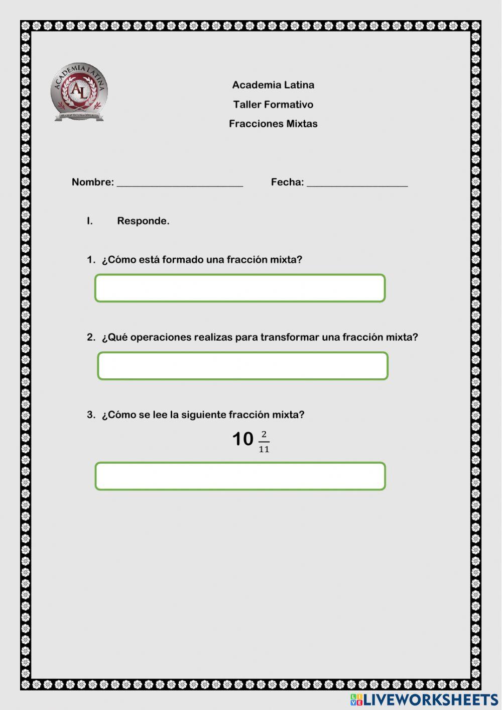 Fracciones impropias