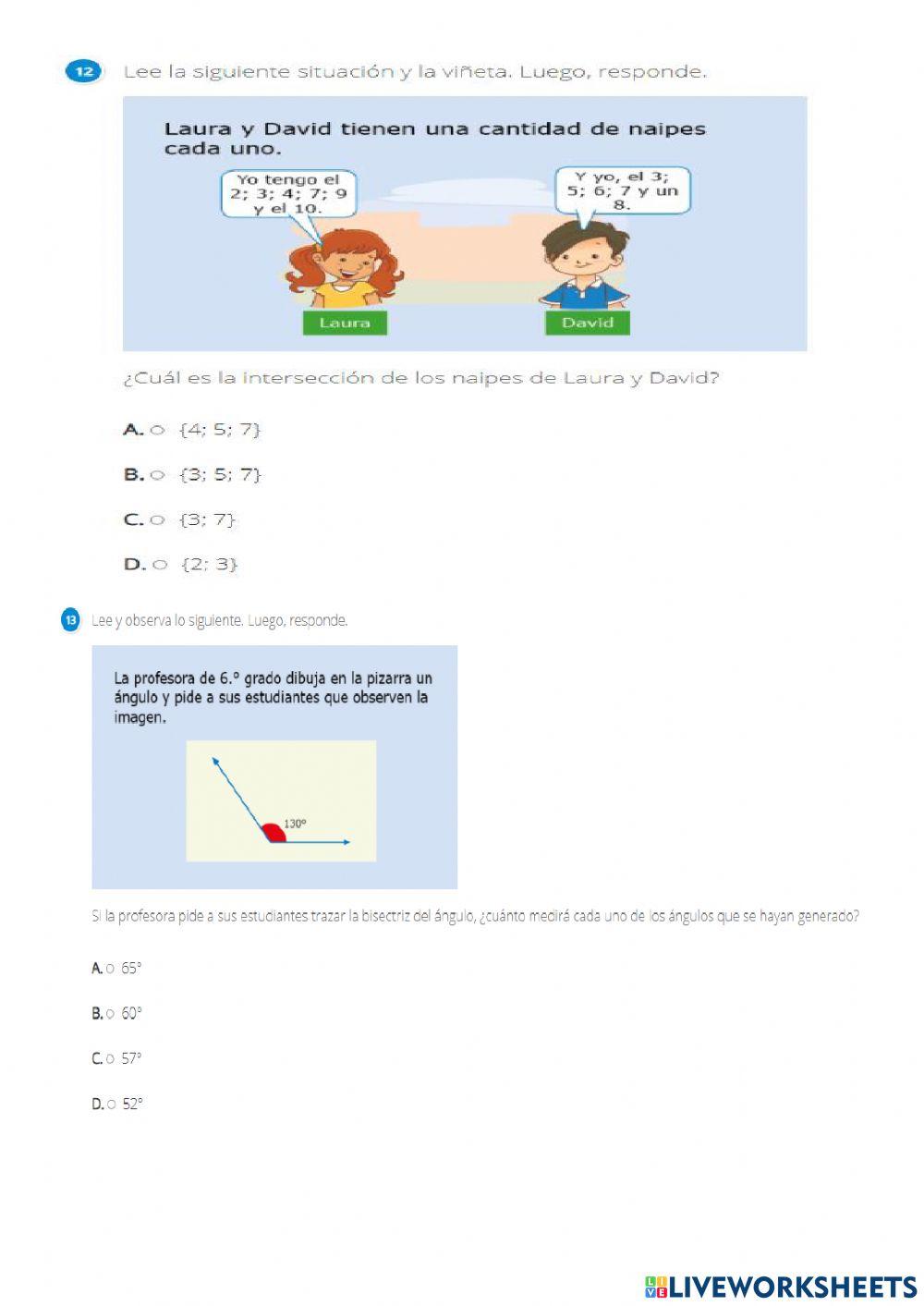 Evaluación diagnóstico de matemática