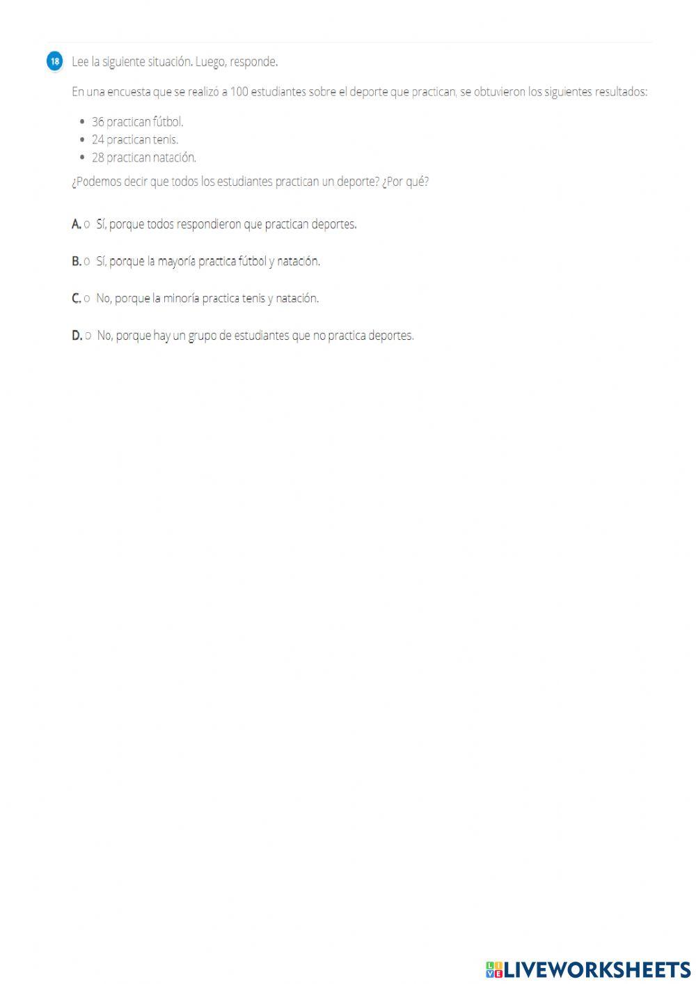 Evaluación diagnóstico de matemática