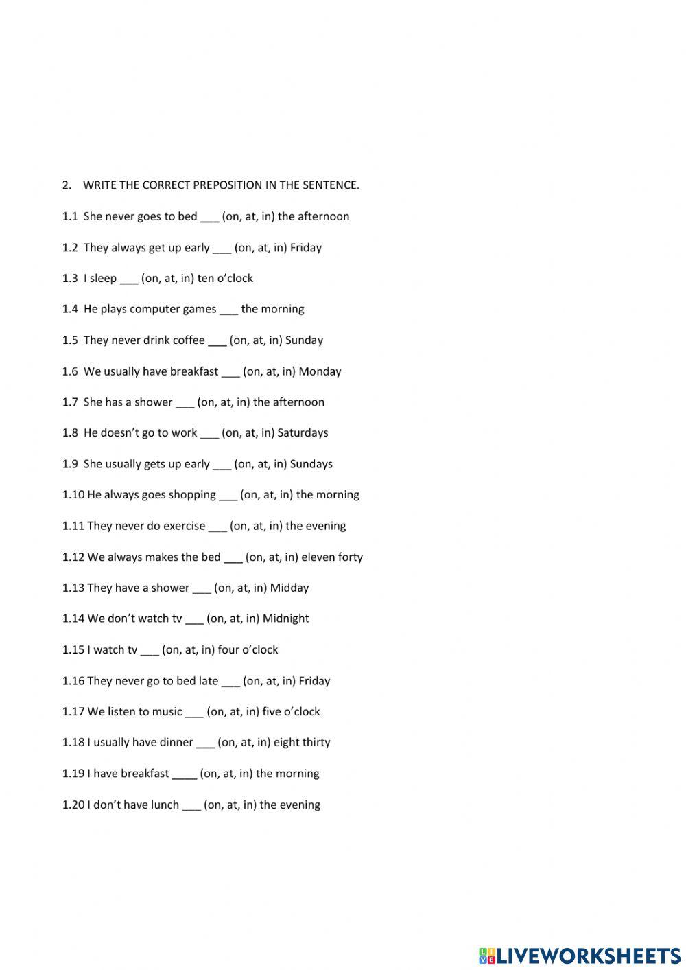 5to Evaluación II bimestre (inglés)